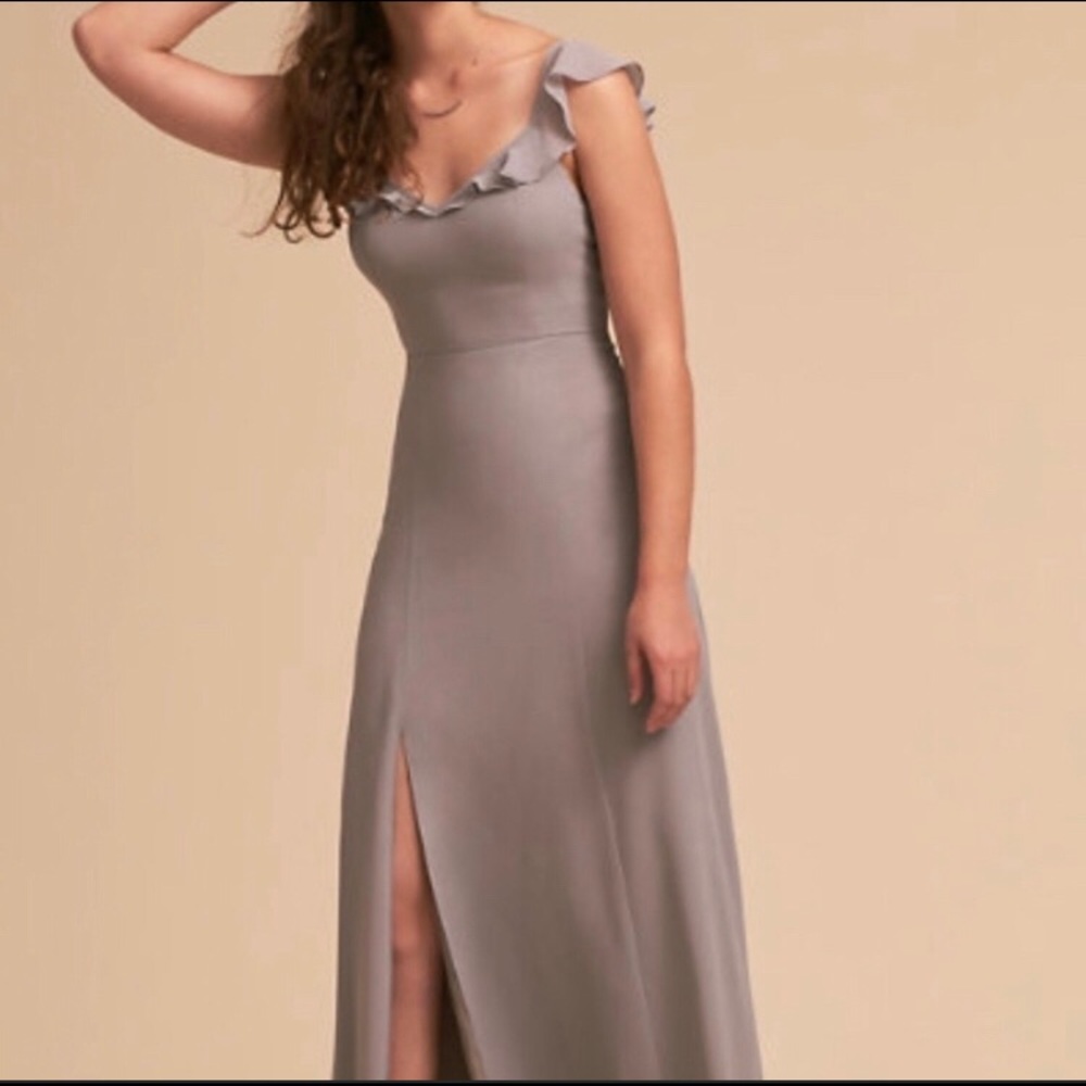 BHLDN Anthropologie Diana wedding bridesmaid formal ruffle maxi dress gown